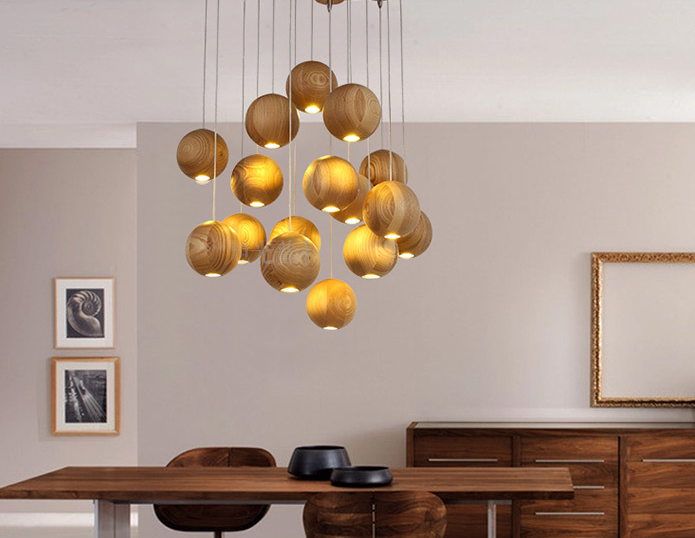 ALNEXA Wooden Ball Pendant Light