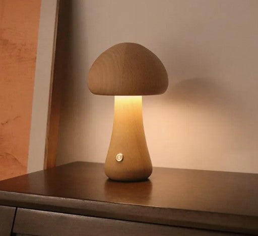 ALNEXA Wooden Mushroom LED Table Lamp