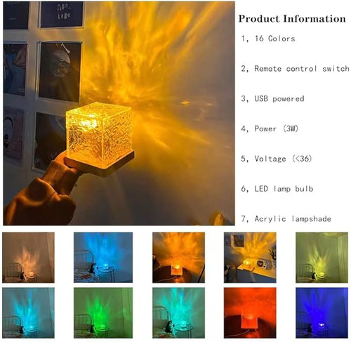 ALNEXA Aurora Wave Cube Lamp – Crystal LED Night Light