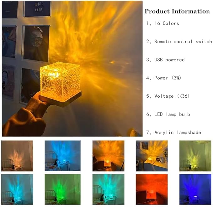 ALNEXA Aurora Wave Cube Lamp – Crystal LED Night Light