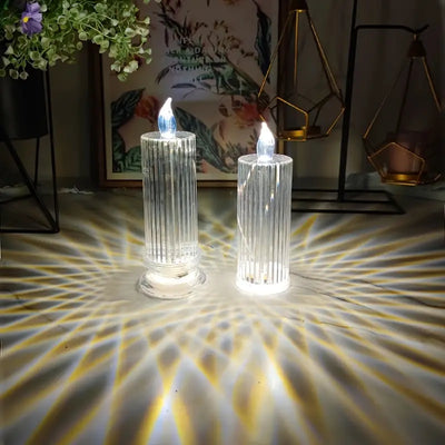 ALNEXA Diamond Stripe LED Candle Light – Warm Projection Lamp