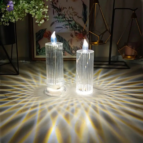 ALNEXA Diamond Stripe LED Candle Light – Warm Projection Lamp
