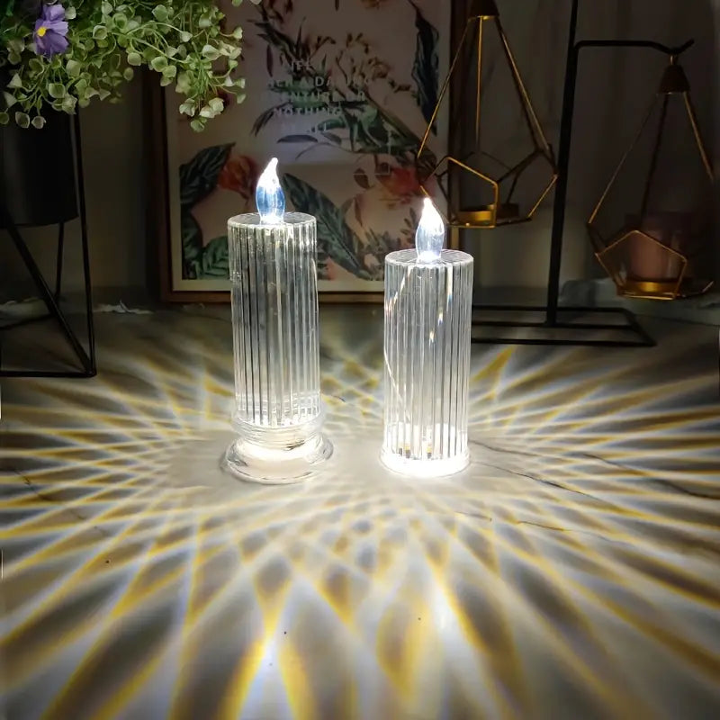 ALNEXA Diamond Stripe LED Candle Light – Warm Projection Lamp