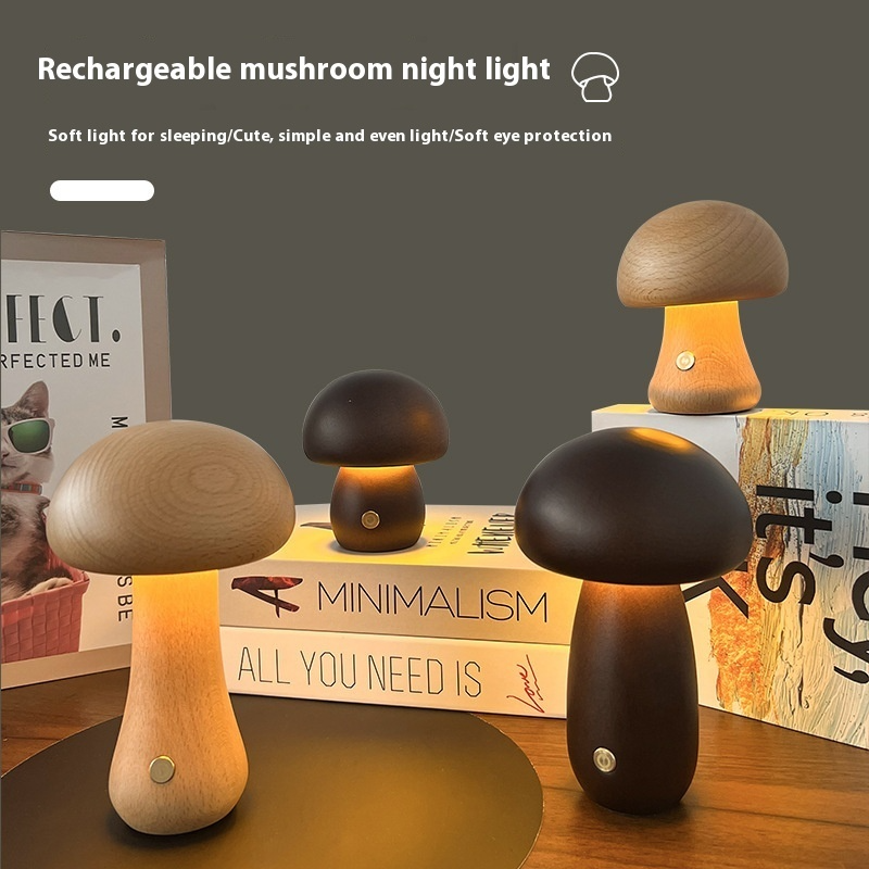 ALNEXA Wooden Mushroom Night Lamp Gift