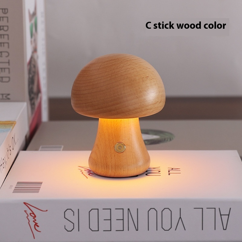 ALNEXA Wooden Mushroom Night Lamp Gift