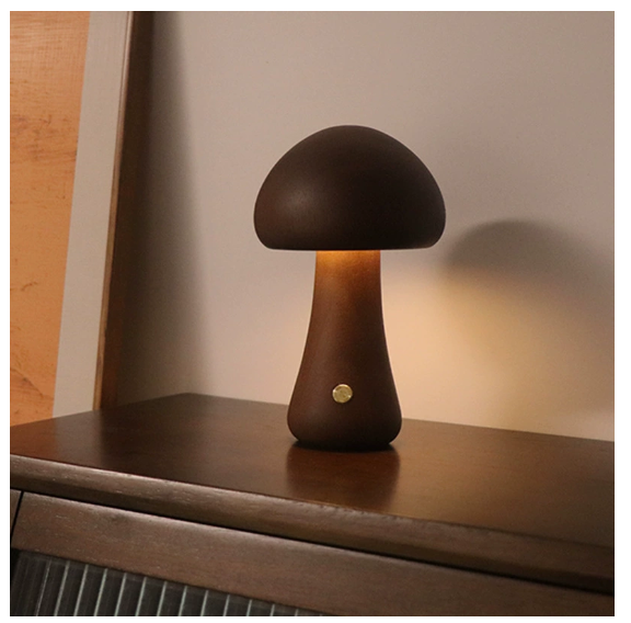 ALNEXA Wooden Mushroom LED Table Lamp