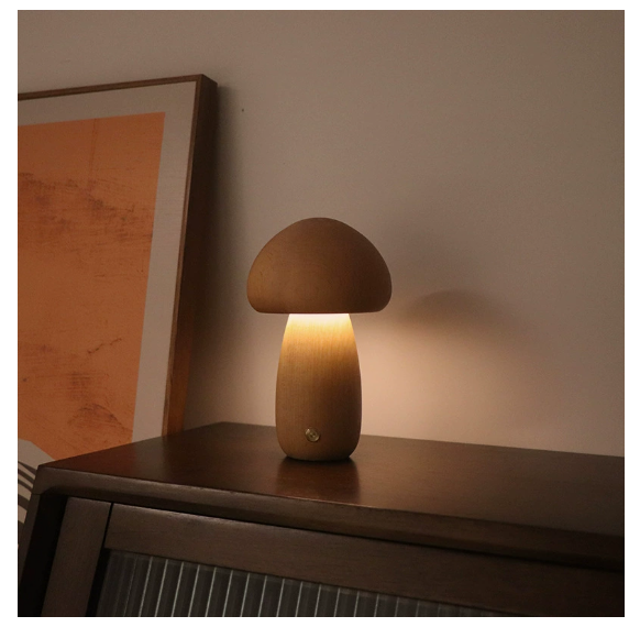 ALNEXA Wooden Mushroom LED Table Lamp