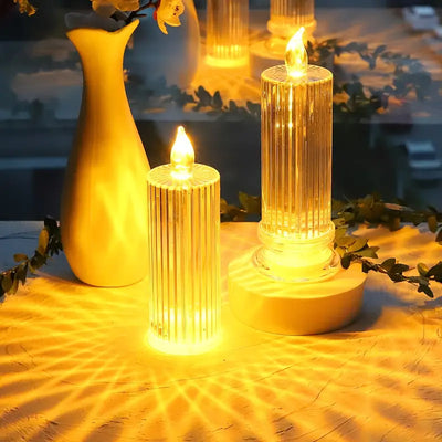 ALNEXA Diamond Stripe LED Candle Light – Warm Projection Lamp
