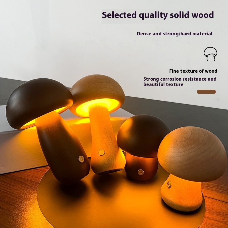 ALNEXA Wooden Mushroom Night Lamp Gift