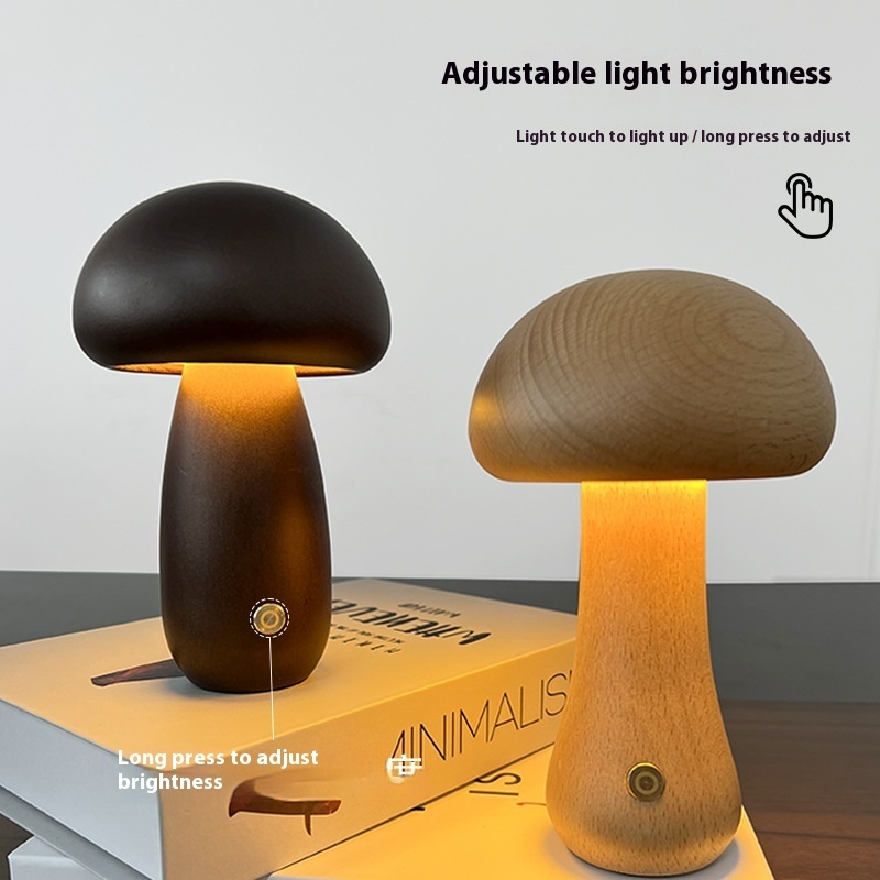 ALNEXA Wooden Mushroom Night Lamp Gift