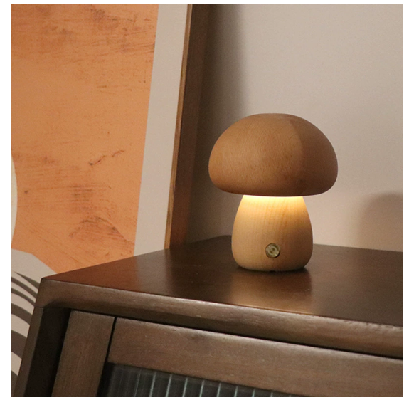 ALNEXA Wooden Mushroom LED Table Lamp