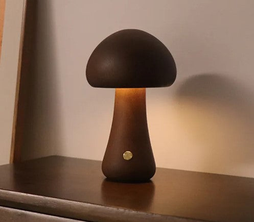 ALNEXA Wooden Mushroom LED Table Lamp