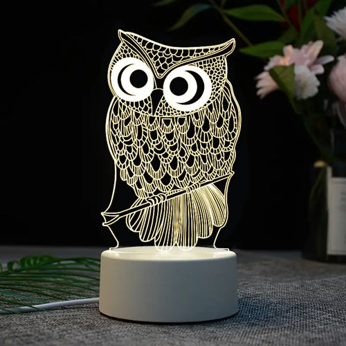 Owl Illusion 3D LED Night Light Table Lamp for Kids