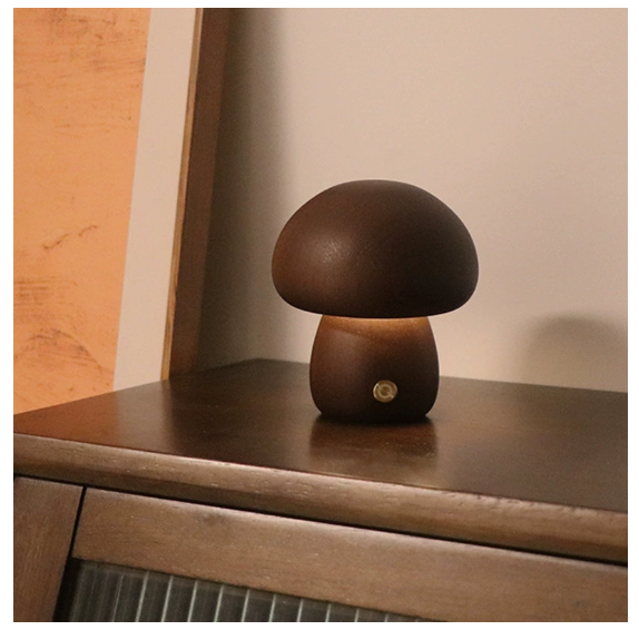 ALNEXA Wooden Mushroom LED Table Lamp