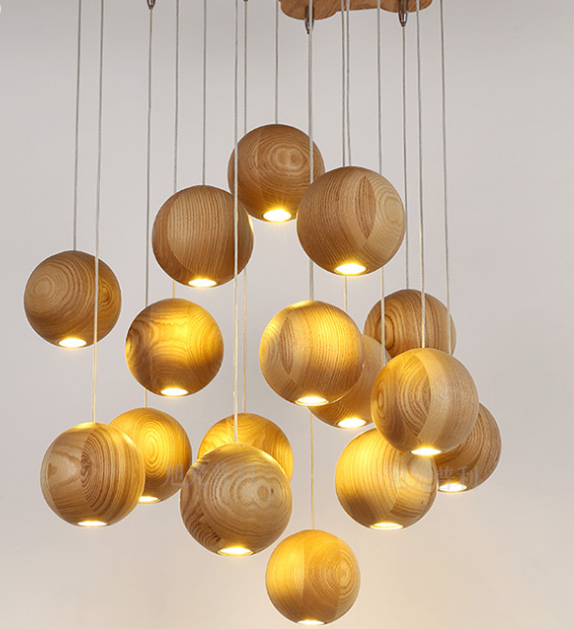 ALNEXA Wooden Ball Pendant Light