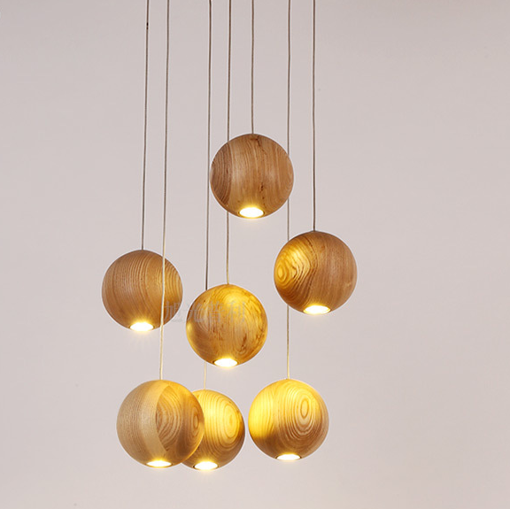 ALNEXA Wooden Ball Pendant Light