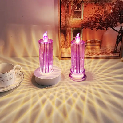 ALNEXA Diamond Stripe LED Candle Light – Warm Projection Lamp