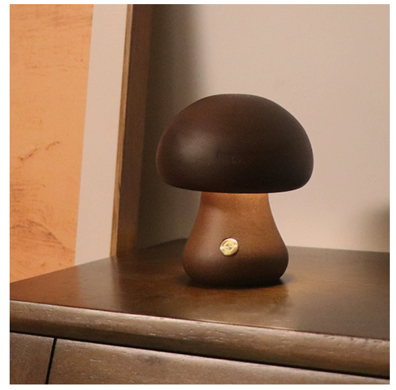 ALNEXA Wooden Mushroom LED Table Lamp