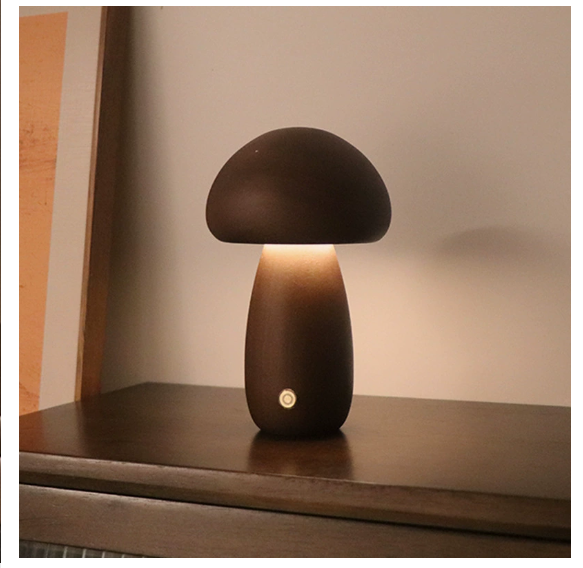 ALNEXA Wooden Mushroom LED Table Lamp