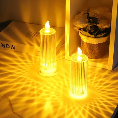 ALNEXA Diamond Stripe LED Candle Light – Warm Projection Lamp